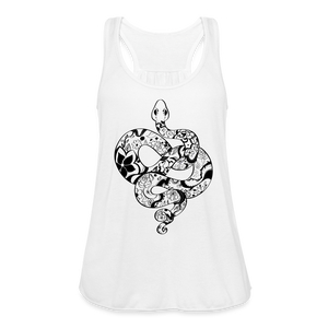 Zen Year of the Snake Tattoo Style Line Art Racerback Tank Top - white