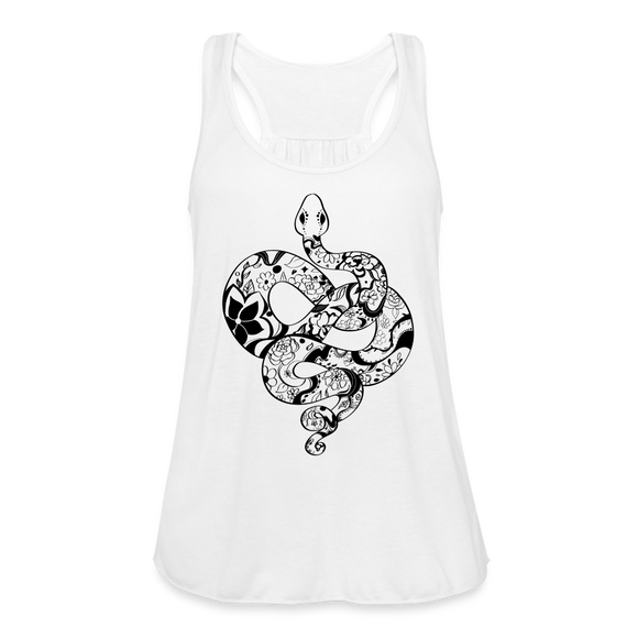 Zen Year of the Snake Tattoo Style Line Art Racerback Tank Top - white