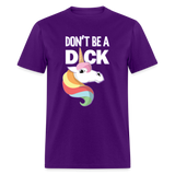 Unicorn Anti-Bullying Spread Kindness Don't Be A Dick Funny Unisex Classic T-Shirt - purple