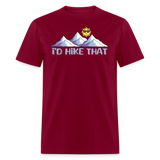 Funny Mountain Trail Hiking Unisex T-Shirt - burgundy