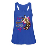 Music Lovers Giraffe Wearing Headphones Womens Flowy Tank - royal blue