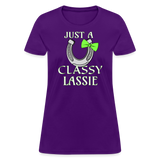 Irish Saint Patrick's Day Lucky Horse Shoe Drinking Women's Tshirt - purple