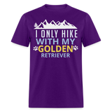 Funny Mountain Trail Hiking with Golden Retriever Unisex T-Shirt - purple