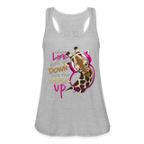 Music Lovers Giraffe Wearing Headphones Womens Flowy Tank - heather gray