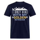 Funny Mountain Trail Hiking with Golden Retriever Unisex T-Shirt - navy