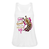 Music Lovers Giraffe Wearing Headphones Womens Flowy Tank - white