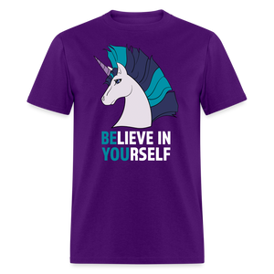 Unicorn Believe In Yourself Positive Motivational Unisex T-Shirt - purple