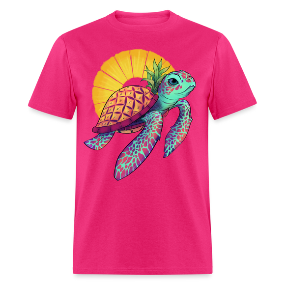 Tropical Pineapple Sea Turtle Unisex Classic T-Shirt - fuchsia