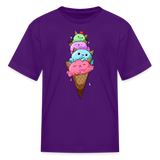 Meow-tastic Cat Ice Cream Cone Adventure Kids' T-Shirt - purple