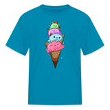 Meow-tastic Cat Ice Cream Cone Adventure Kids' T-Shirt - turquoise