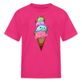 Meow-tastic Cat Ice Cream Cone Adventure Kids' T-Shirt - fuchsia