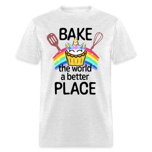 Bake the World a Better Place Unicorn Cupcake Unisex Classic T-Shirt - light heather gray