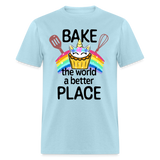 Bake the World a Better Place Unicorn Cupcake Unisex Classic T-Shirt - powder blue