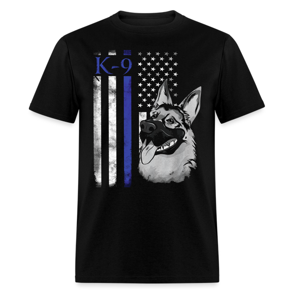 German Shepherd Thin Blue Line Patriotic Police Dog Unisex Classic T-Shirt - black