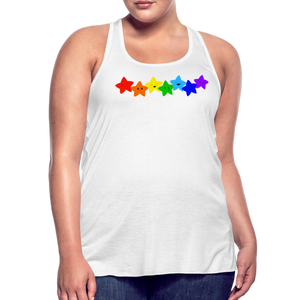 Women's happy rainbow stars  Flowy Tank Top by Bella - white