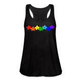 Women's happy rainbow stars  Flowy Tank Top by Bella - black