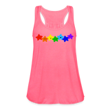 Women's happy rainbow stars  Flowy Tank Top by Bella - neon pink