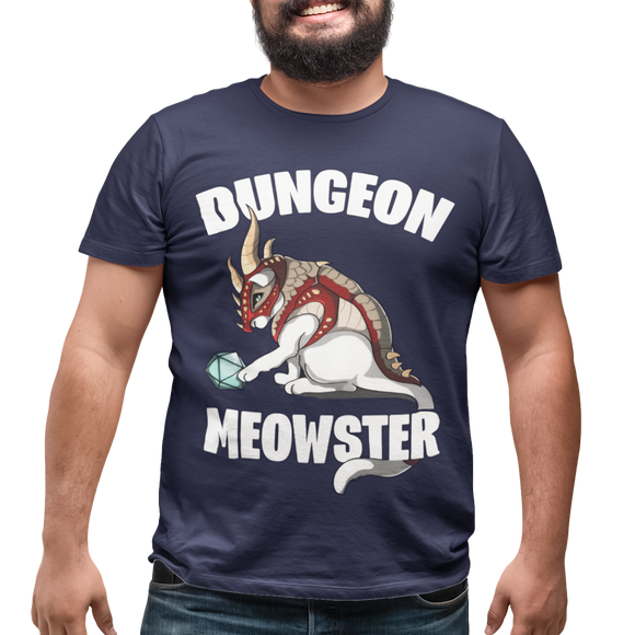 Dungeon Meowster Cat D20 Funny RPG Tabletop Gamer Shirt