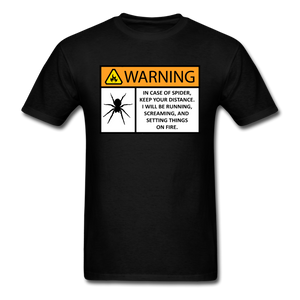 Spider Warning Arachnophobia Fear of Spiders Joke Unisex Classic T-Shirt - black