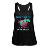 Women's Flowy Coffee and Dragon Lover Racerback Style Tank Top - black